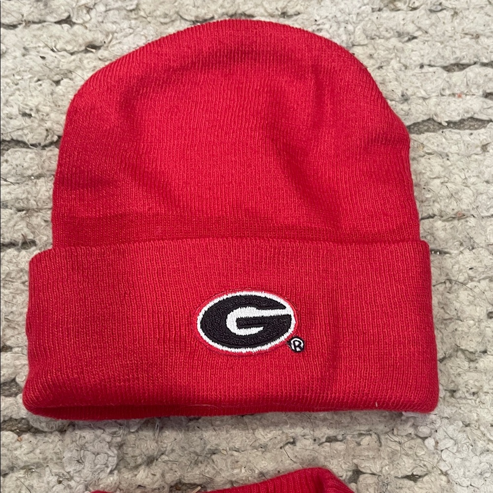 Creative knitwear Red and White Georgia Varsity Jacket and Beanie Set size 12 m - Picture 2 of 10